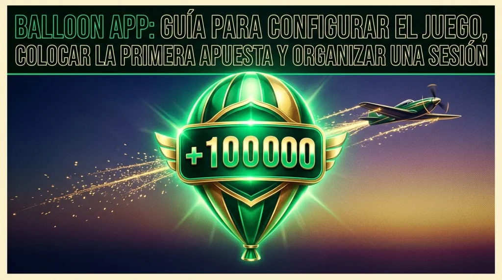 Un globo dorado en expansión se congela en un momento de gran multiplicador, con un avión de hélice en el fondo.