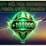 Un globo dorado en expansión se congela en un momento de gran multiplicador, con un avión de hélice en el fondo.