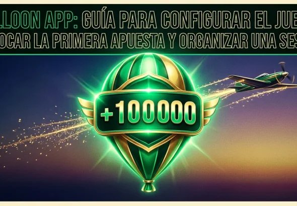 Un globo dorado en expansión se congela en un momento de gran multiplicador, con un avión de hélice en el fondo.