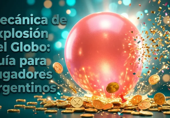 Giant coral-pink balloon about to burst, with golden coins and confetti.